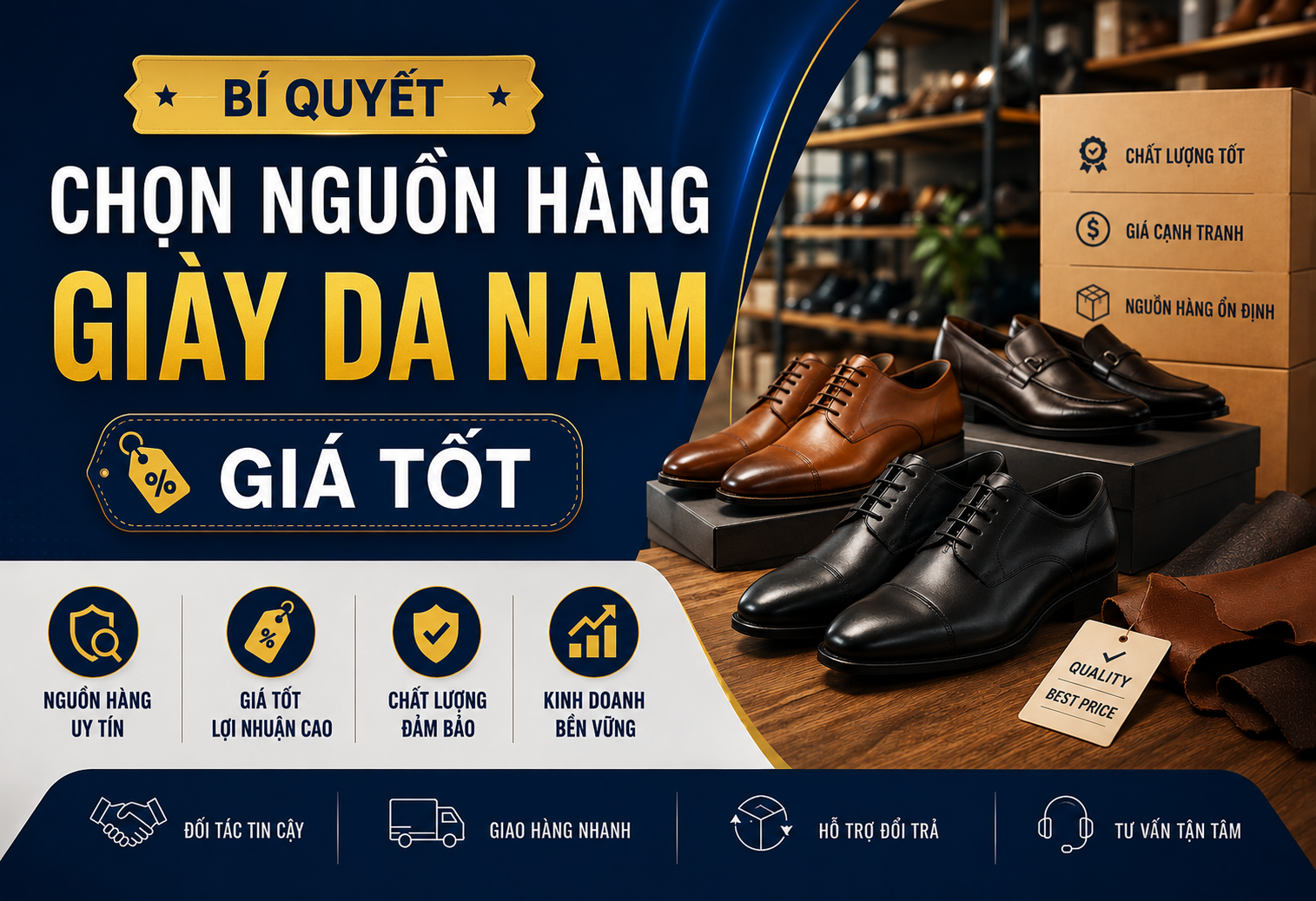 Bí quyết chọn nguồn hàng giày da nam giá tốt kinh doanh thời trang