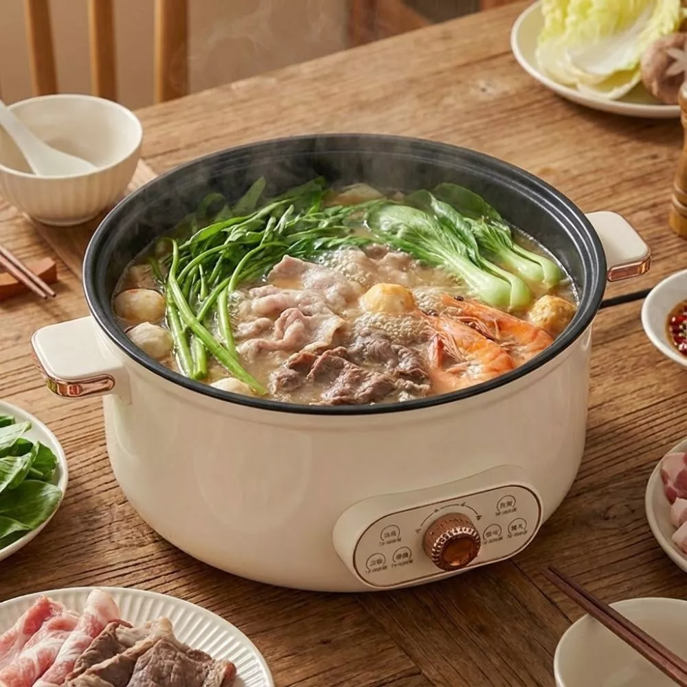 Nồi Lẩu Điện Đa Năng Dung Tích Lớn 1 Ngăn - 2 Ngăn, Ăn Gia Đình , Vách Ngăn Điều Khiển Nhiệt Độ Kép_thumbnail_2