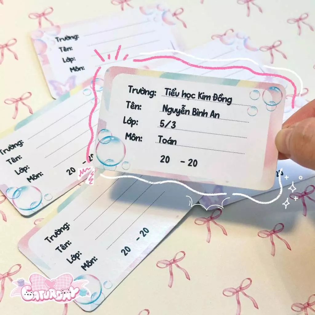 Nhãn vở MÔN HỌC BONG BÓNG PASTEL