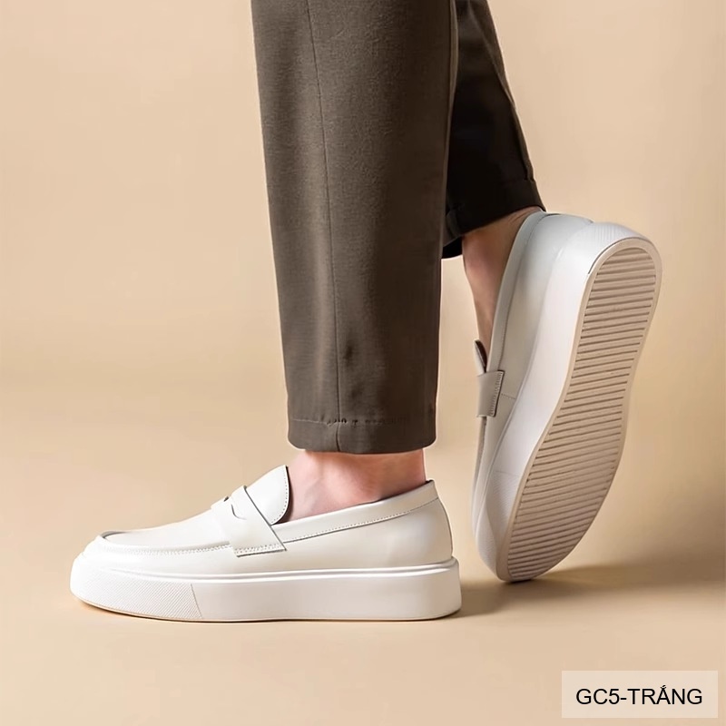 GC5 - Giày nam trắng đế dày kiểu loafer thời trang, chất da bò mềm êm_thumbnail_3