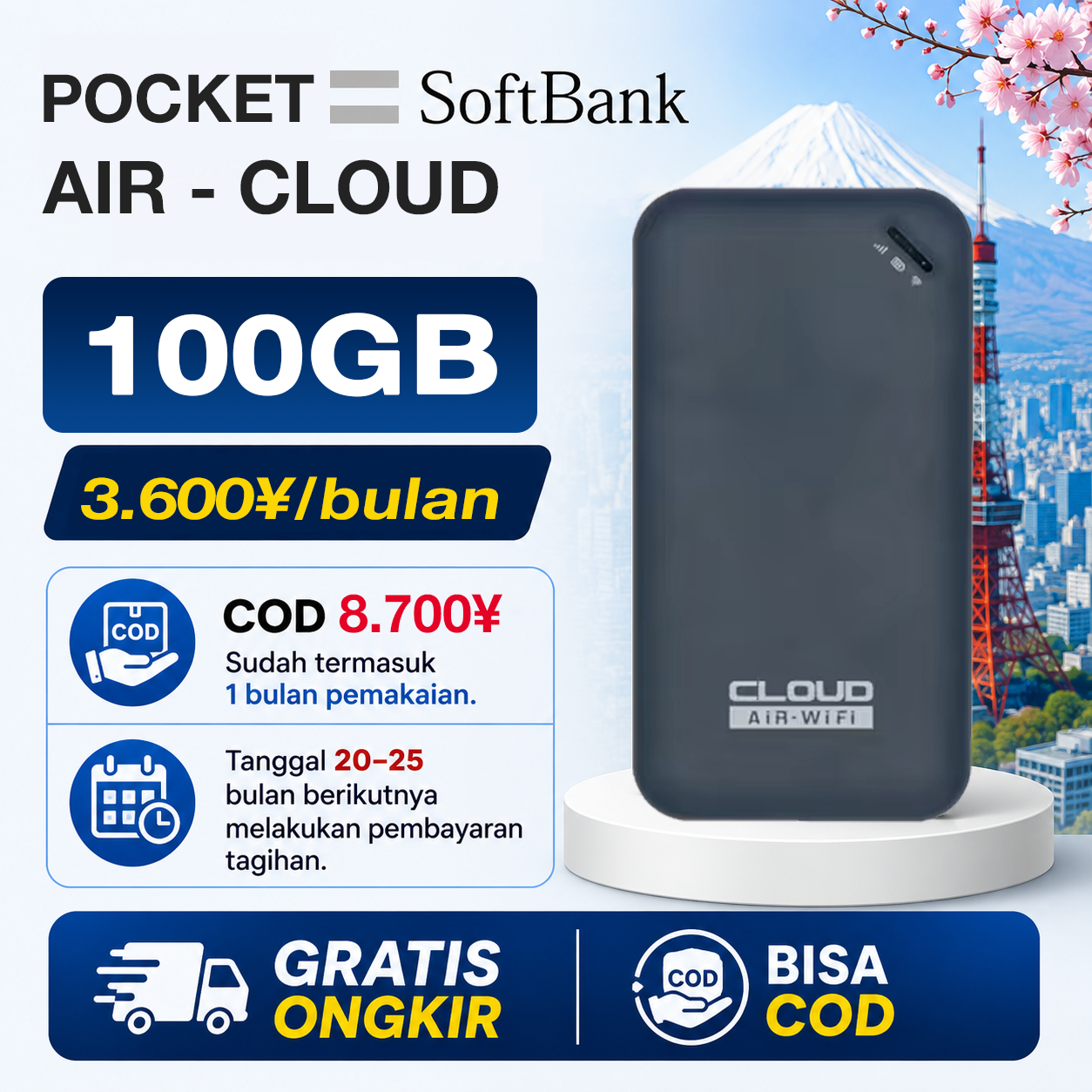 POCKET 100GB – ¥3.600/BULAN