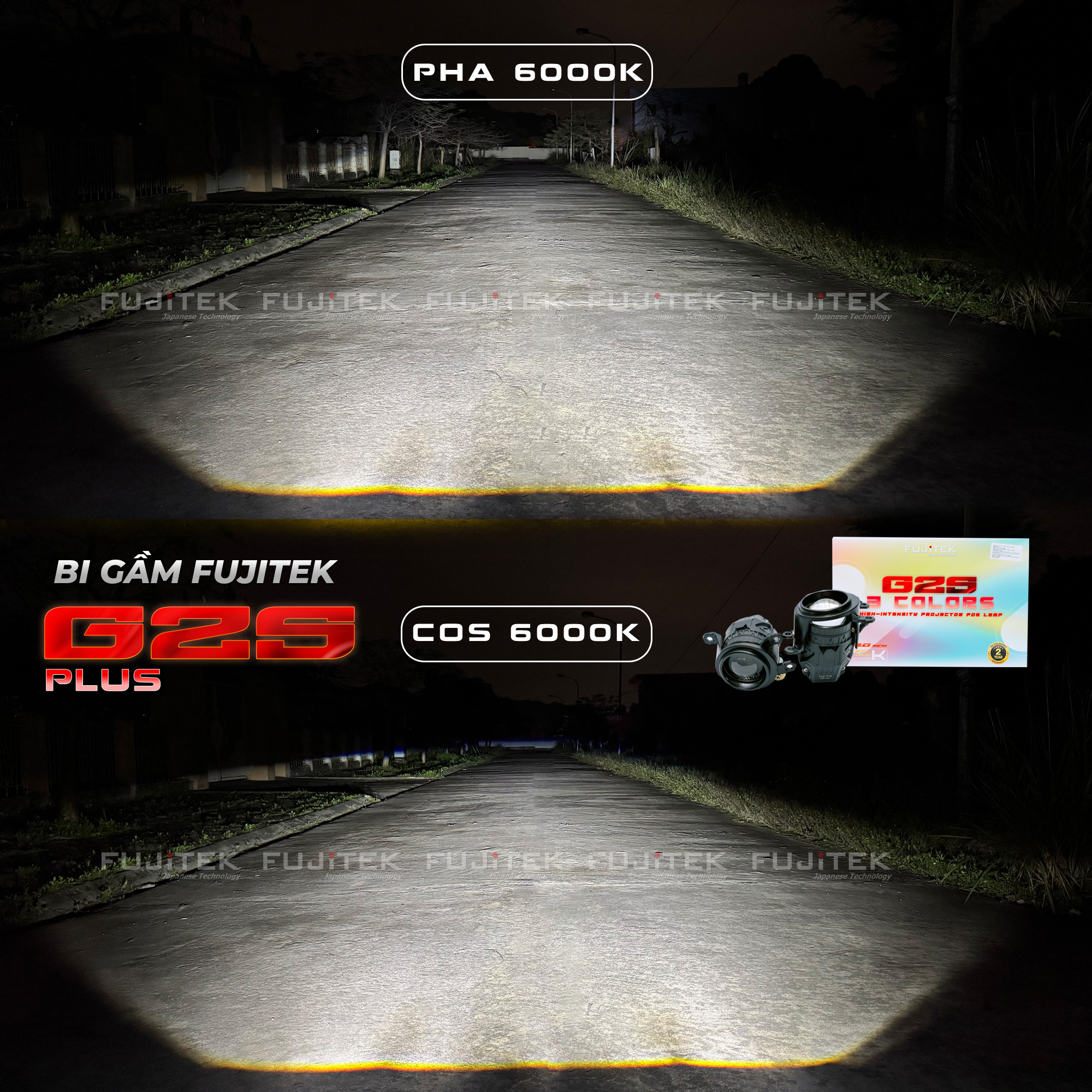 Fujitek G2S Plus Bi gầm Led 2 inch 3 chế độ màu kích cỡ nhỏ 