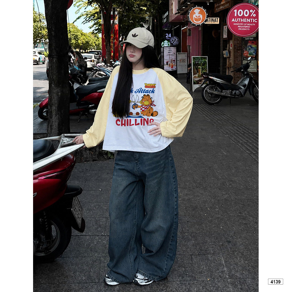 Áo thun boxy raglan tay dài Chilling Miucho 4139_thumbnail_5