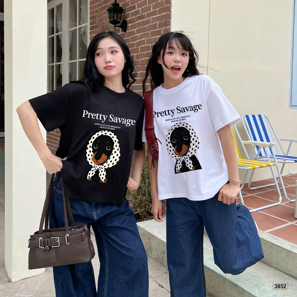Áo thun nữ form boxy hoạt hình cún cá tính Miucho 3852_thumbnail_3
