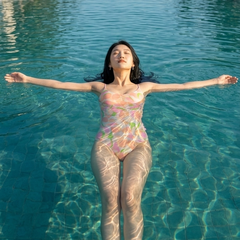 Bộ bơi nữ Narsis A25031: Đồ bơi liền thân họa tiết lá pastel dịu dàng_thumbnail_4