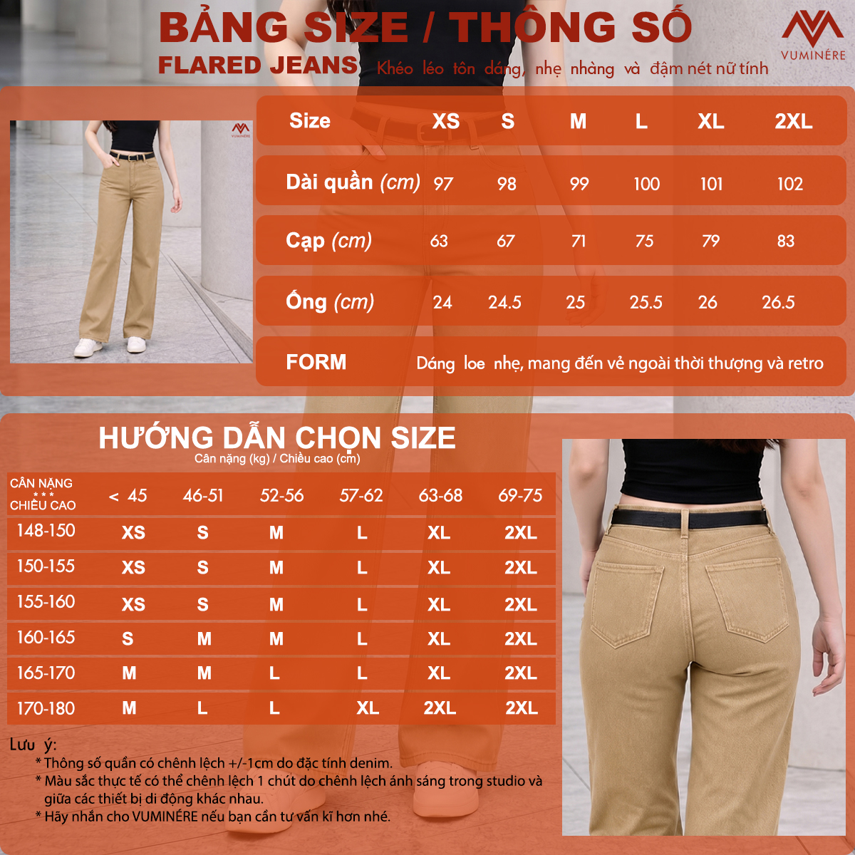 Quần Jeans nữ VUMINÉRE - Flared Jeans dáng loe nhẹ, mang đến vẻ ngoài thời thượng và Retro_thumbnail_2