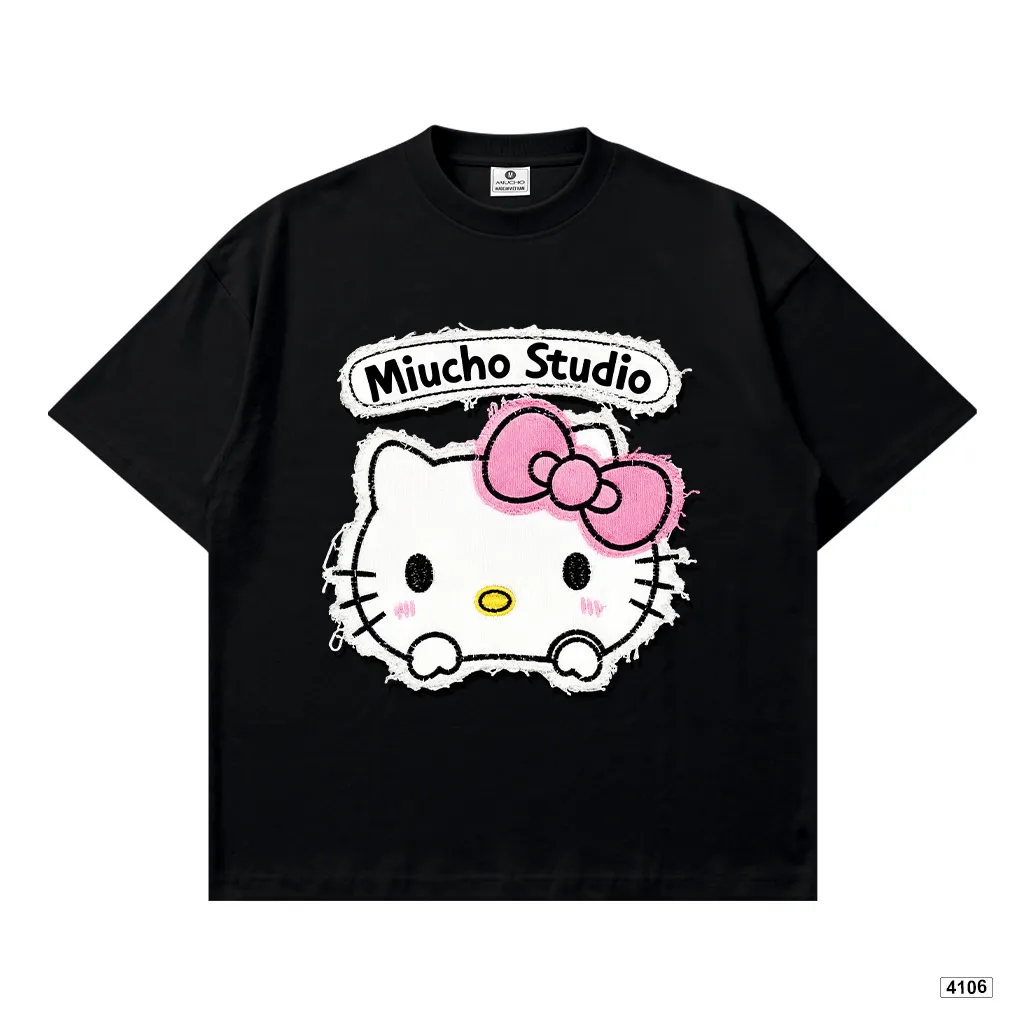 Áo thun boxy nữ Xin chào mèo con Miucho 4106_thumbnail_0