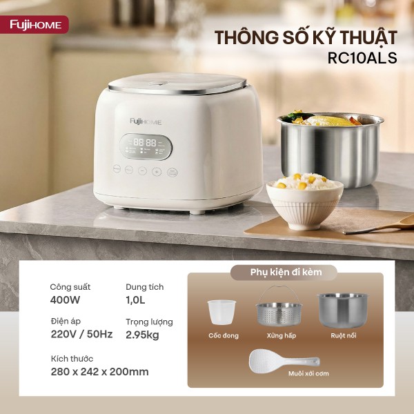 Nồi cơm điện Fujihome Inox LowSugar RC10ALS_thumbnail_2