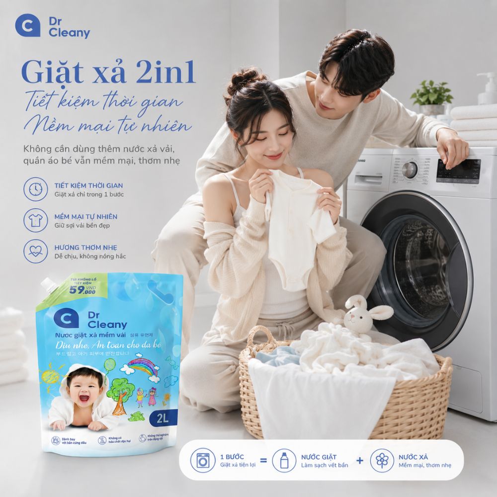1 Thùng 4 Túi Nước Giặt Cho Bé Dr. Cleany 2kg Công Nghệ Hàn Quốc_thumbnail_6