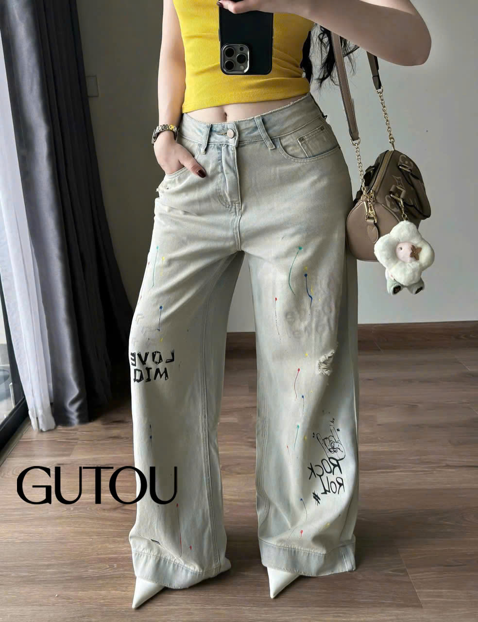 [ GUTOU ] Quần Jean Suông Poace & Love_thumbnail_2