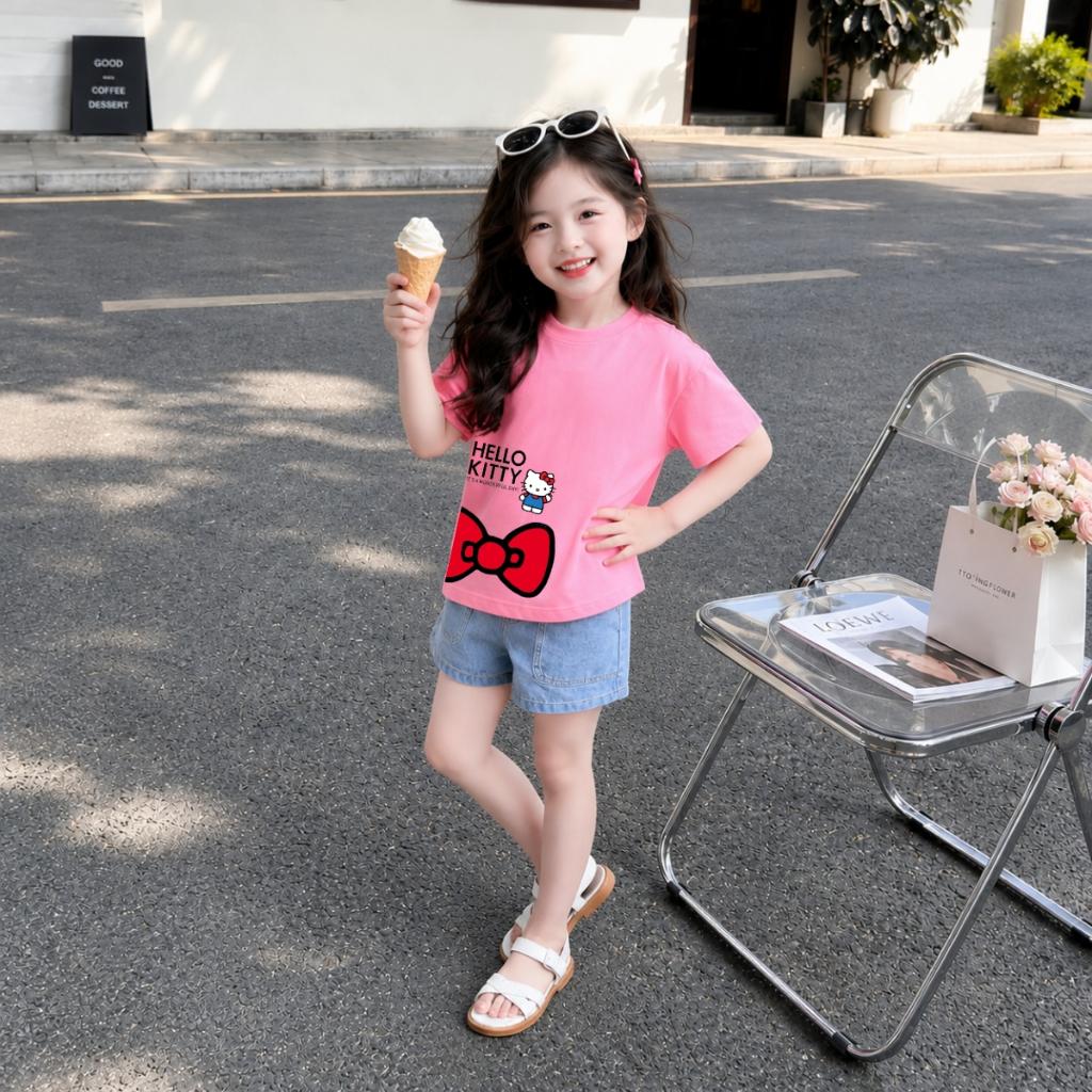 Áo thun bé gái màu hồng nhiều mẫu xinh - Loza Kids AT068