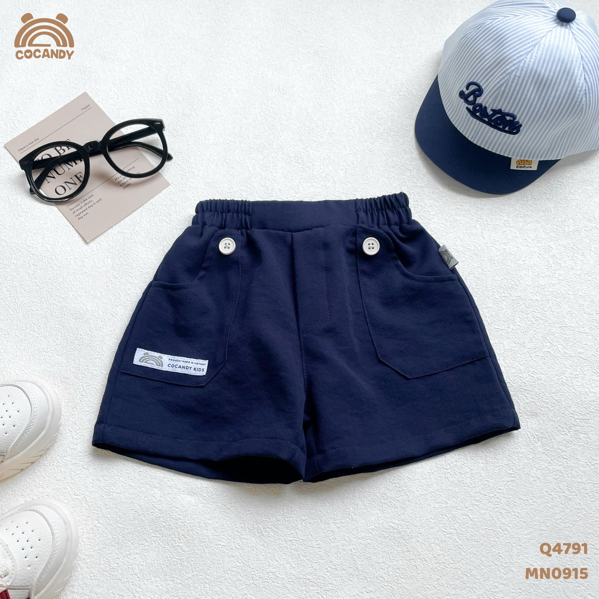 Quần cộc XANH NAVY 2 túi vát cúc tag CCD_thumbnail_1