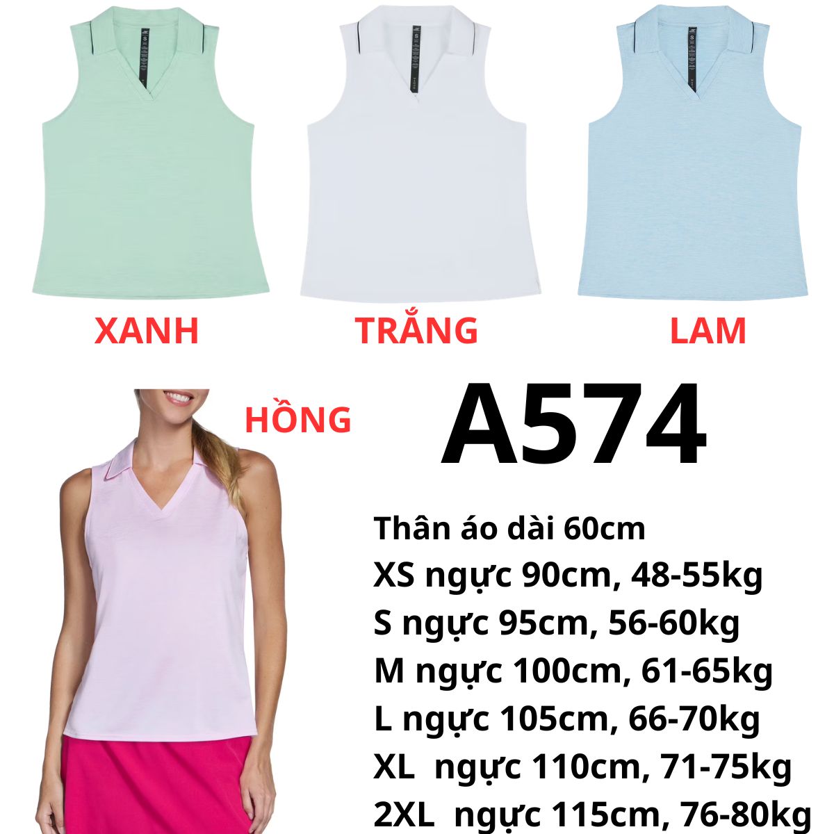 A574- Polo thể thao sát nách