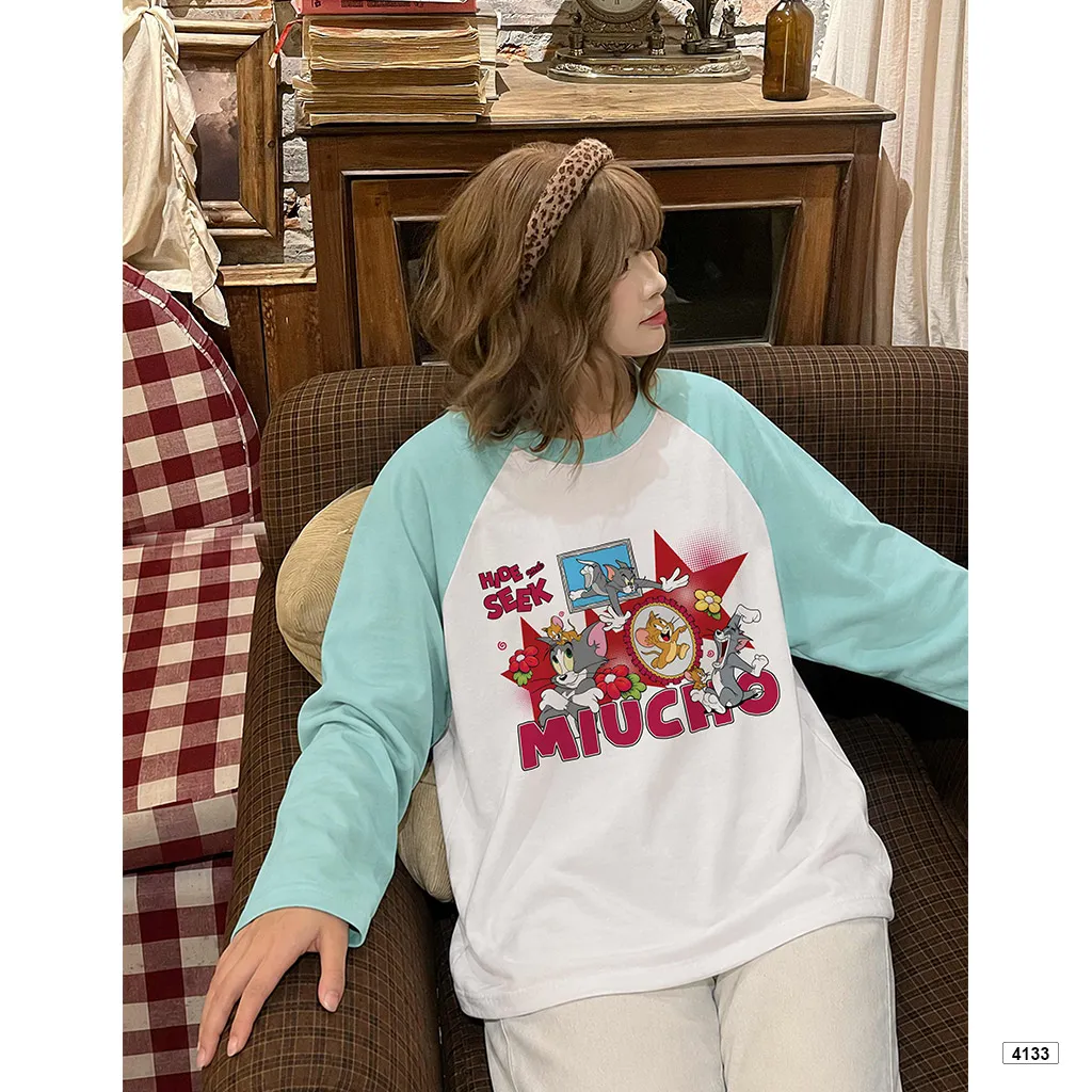 Áo thun raglan tay dài form boxy hoạt hình Miucho 4133_thumbnail_6