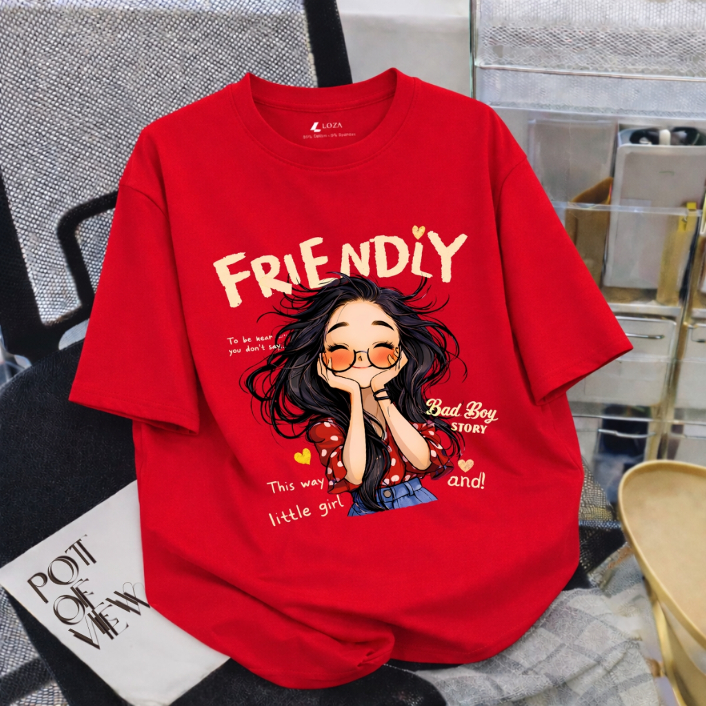 Áo phông nữ dáng rộng NA03 nhiều màu in hình cô gái chất liệu thun cotton co giãn 4 chiều Loza RT8540_thumbnail_3