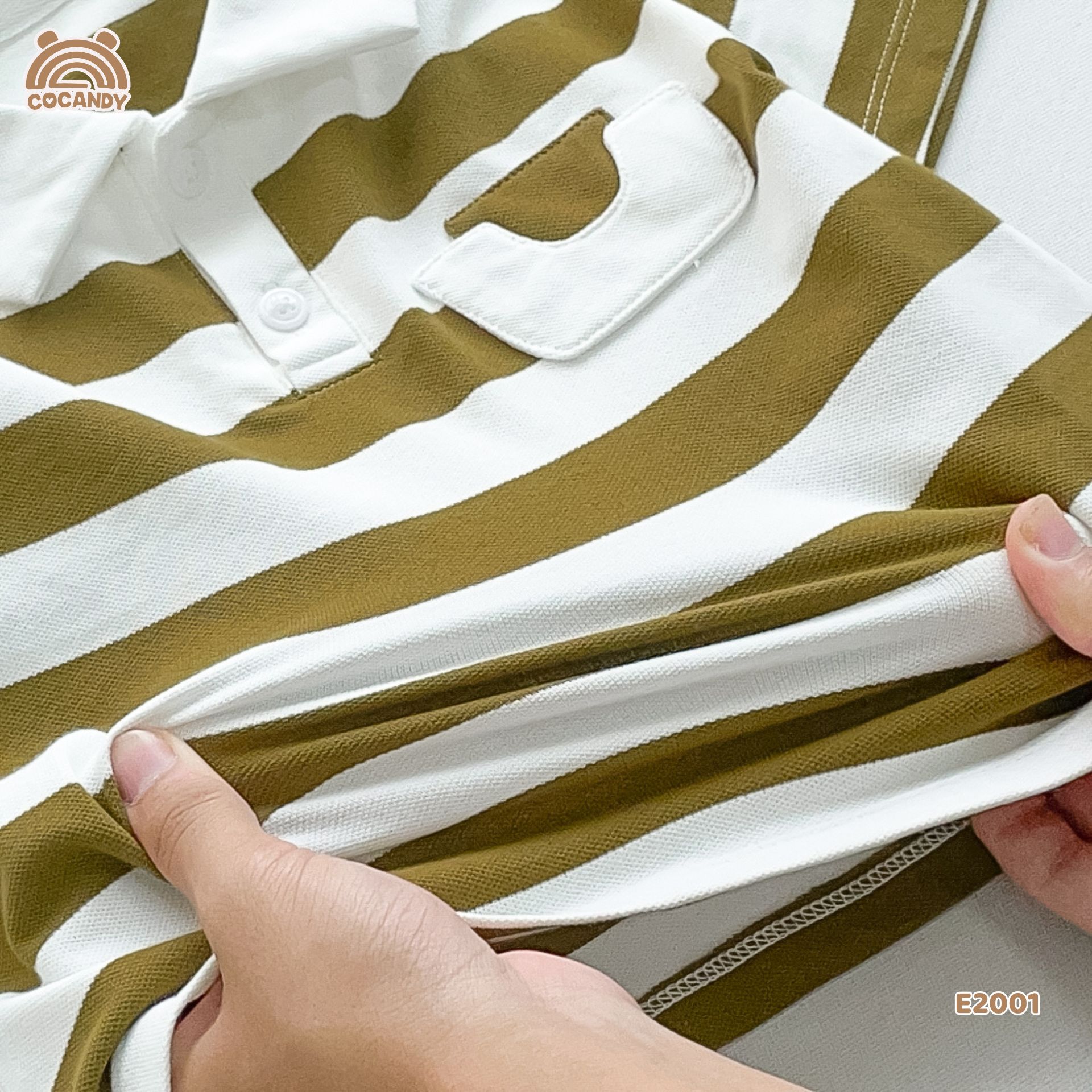 Áo cộc polo kẻ XANH RÊU phối trắng phối ngực_thumbnail_3