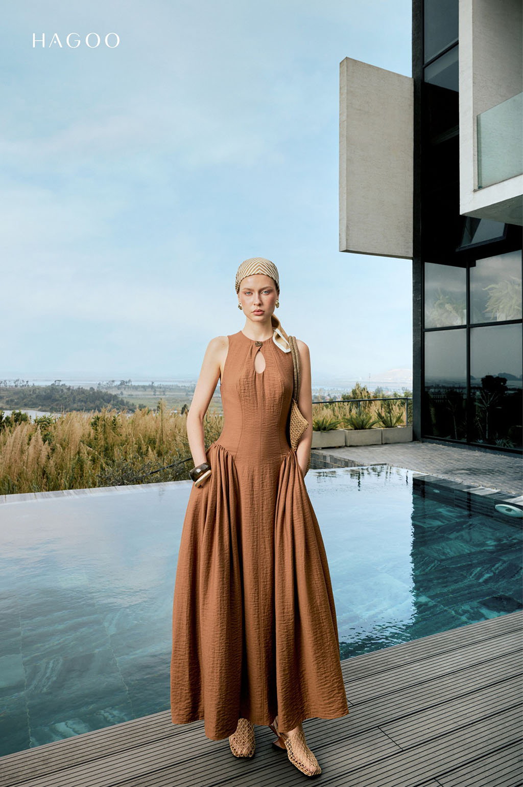 Váy tơ bổ can phồng hông HAGOO