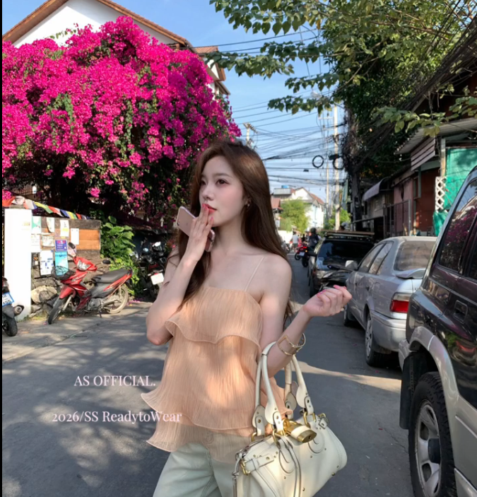 Lucas - Áo sơ mi 2 dây vải nhăn bèo tầng AS OFFICIAL