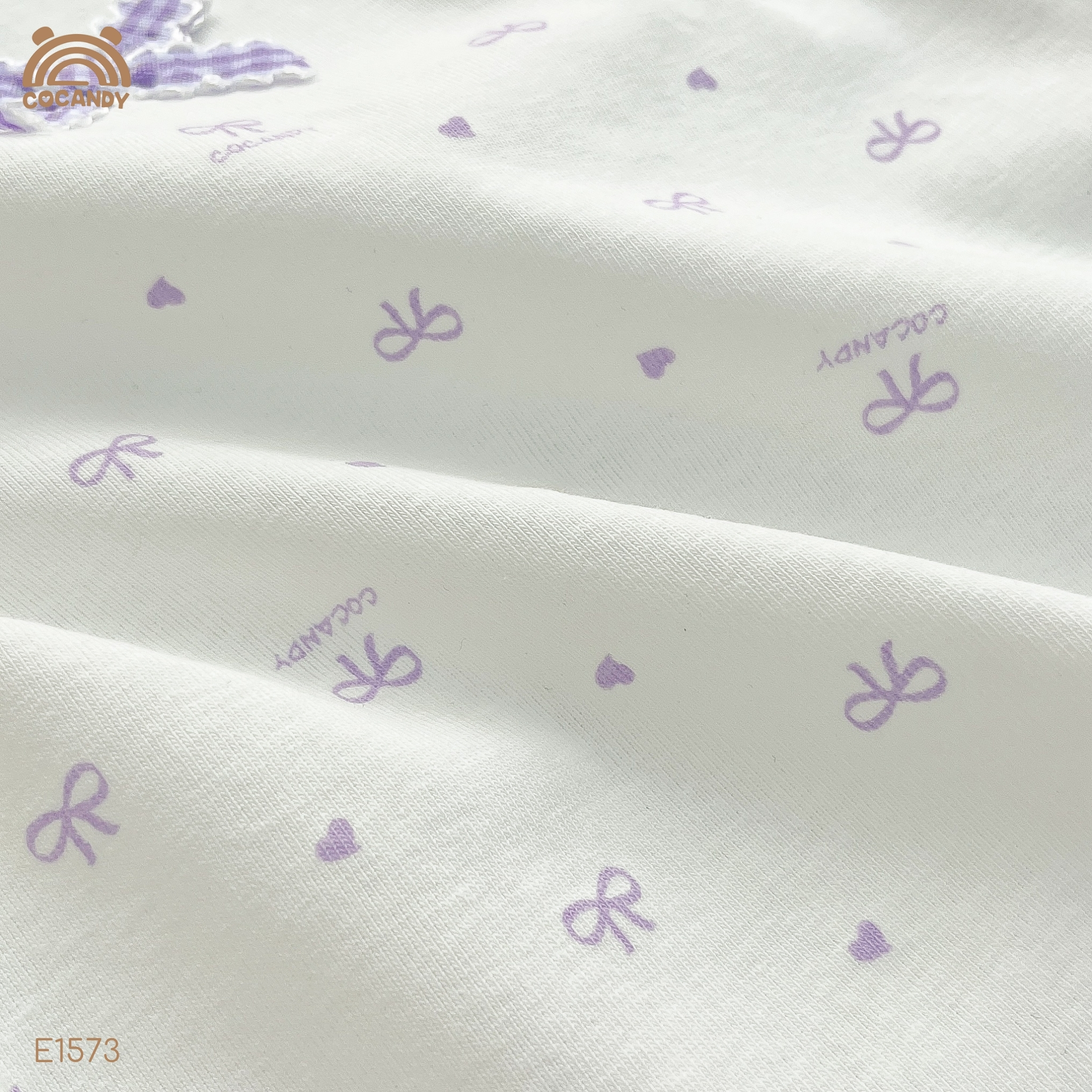 Áo cộc thun TRẮNG hình nơ bi TÍM CCD_thumbnail_2