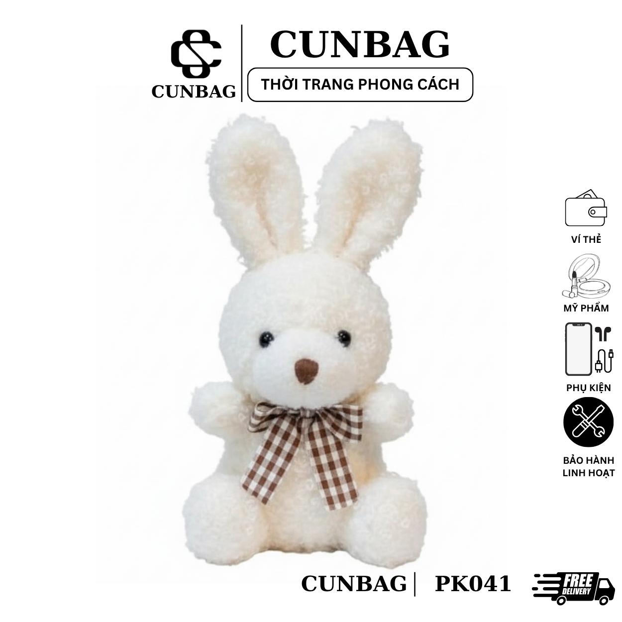 Móc Khóa Túi Xách Cunbag Thỏ Bông Nơ Caro PK041