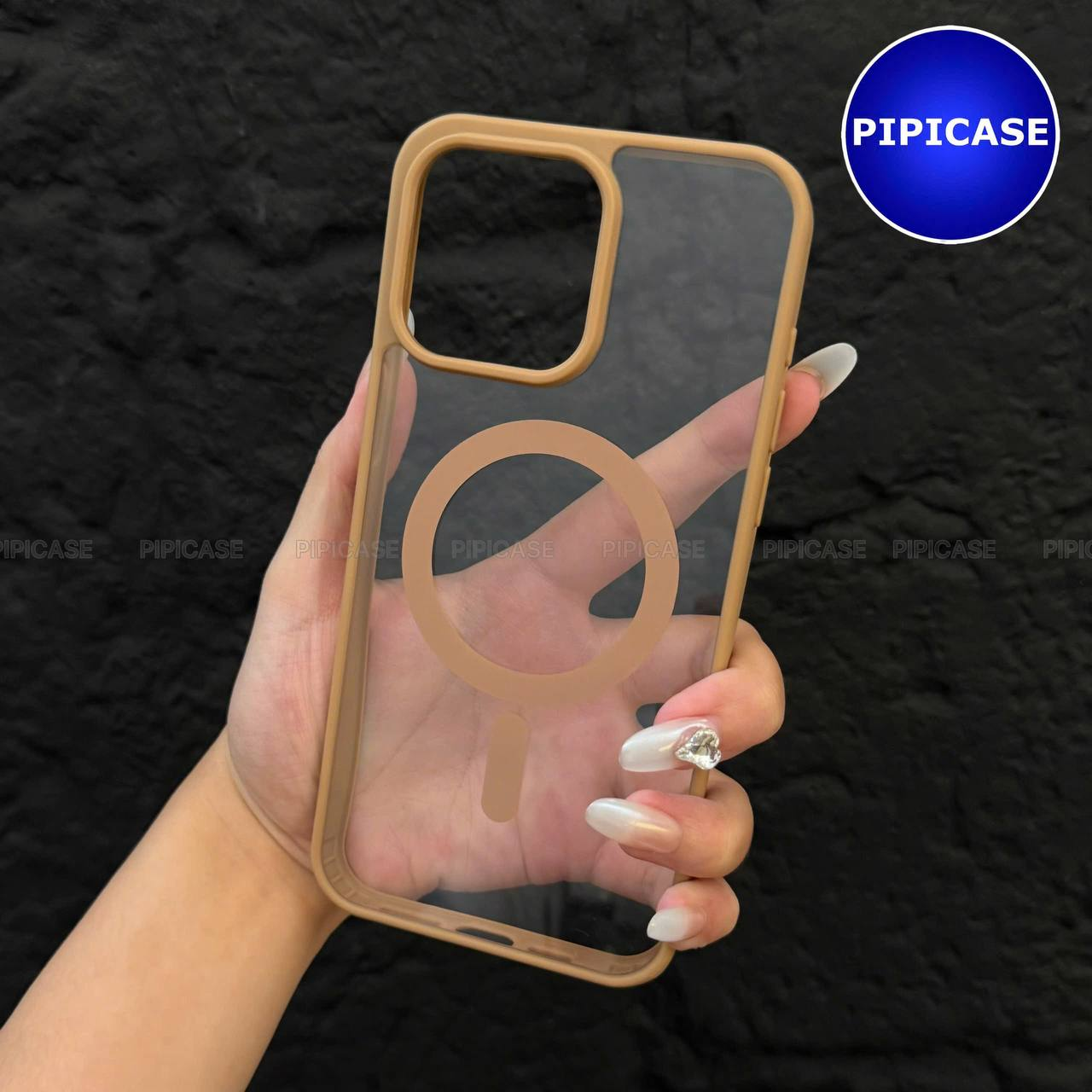 Ốp Lưng iPhone 15 Pro Max - Chic - Nâu Nhạt