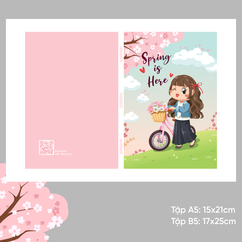 Giấy bao tập CÔ BÉ DỄ THƯƠNG, có bán kèm nhãn vở môn học in theo yêu cầu từ lớp 1 đến lớp 12