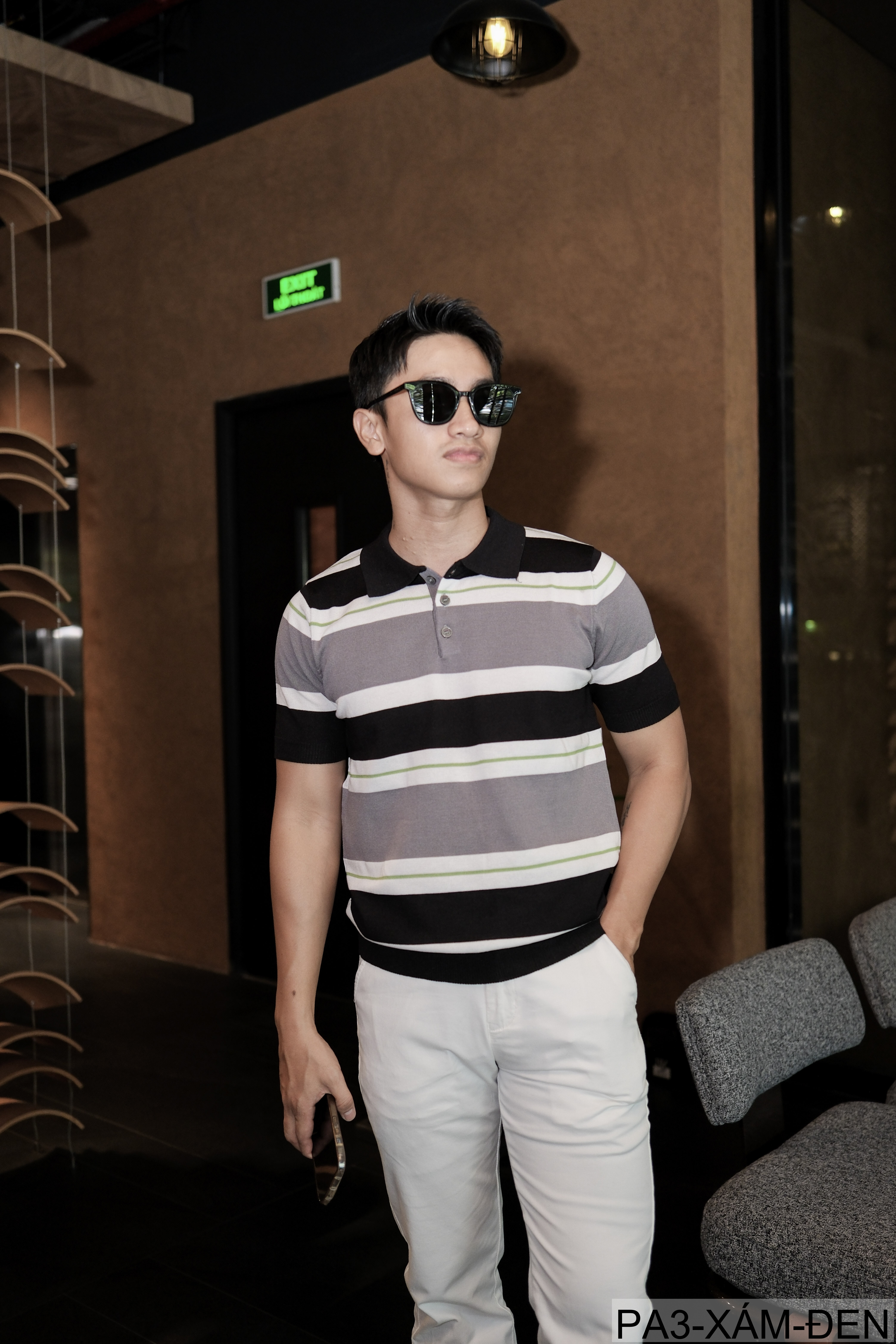 PA3 - Áo Polo Nam Tay Ngắn Cổ Cài Nút Sọc Ngang Phong Cách Hàn Quốc Mùa Hè_thumbnail_8