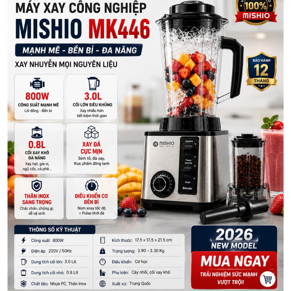Máy Xay Sinh Tố Công Nghiệp Đa Năng Mishio MK446 (3.0L) - Công Suất 800W_thumbnail_20