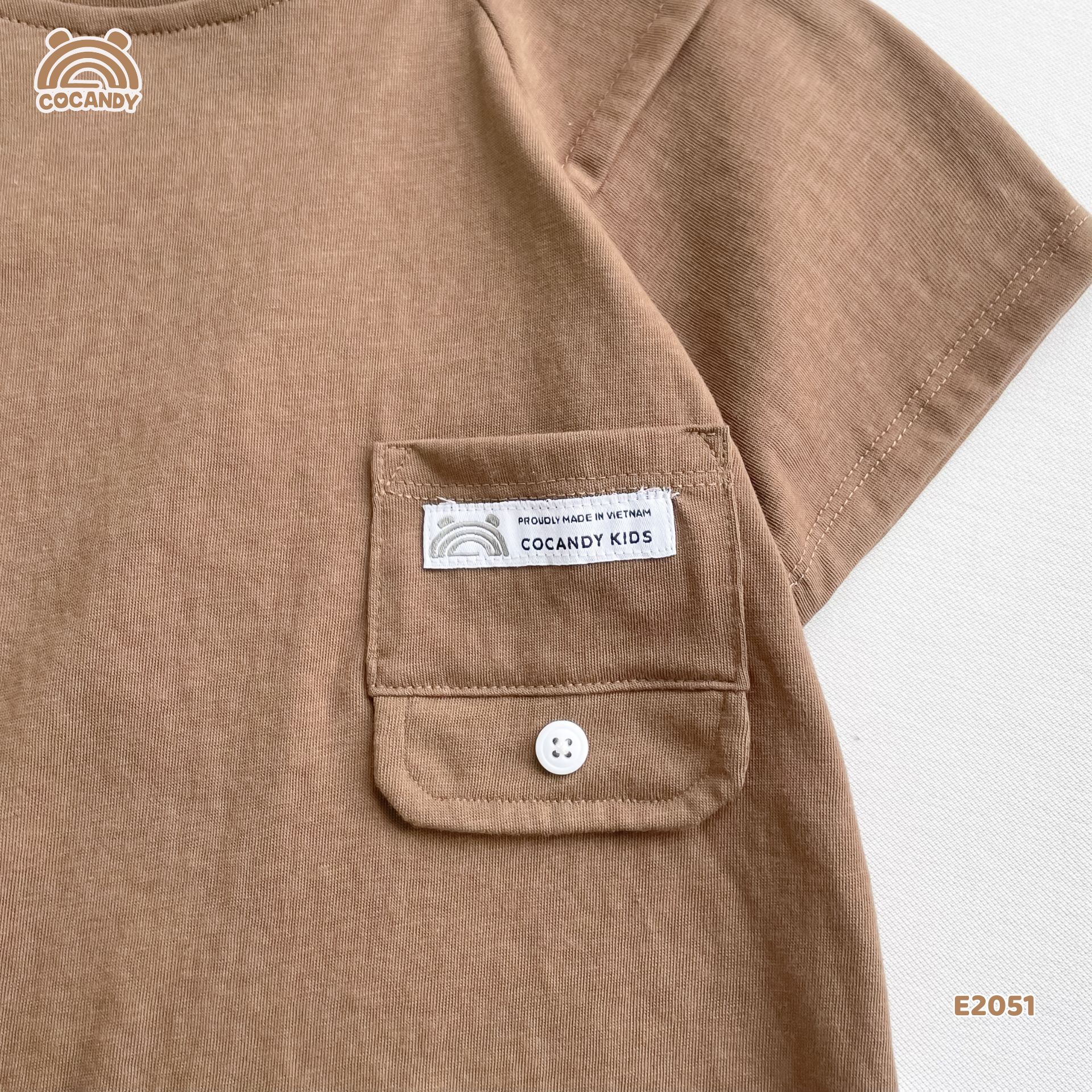 Áo cộc cotton vân mỏng NÂU tay raclan_thumbnail_7
