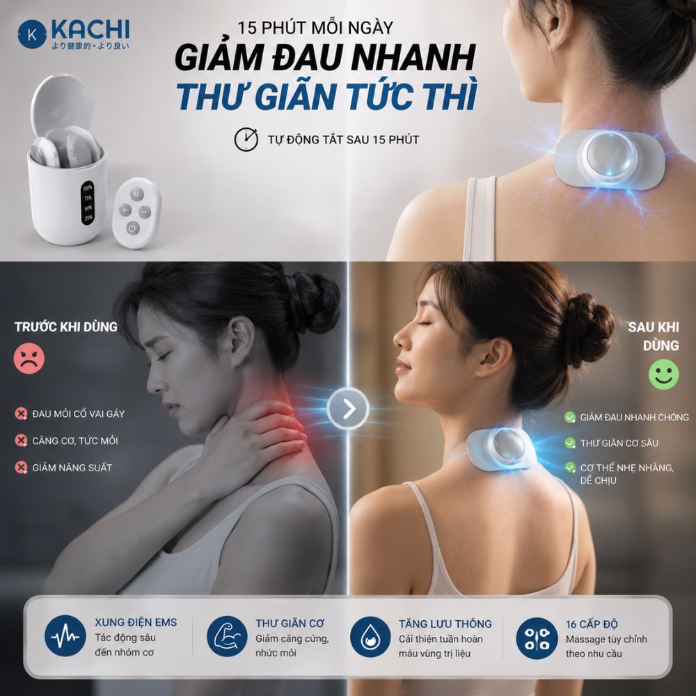 Máy Châm Cứu Xung Điện Không Dây Kachi MK398 giảm đau mỏi cổ vai gáy_thumbnail_6