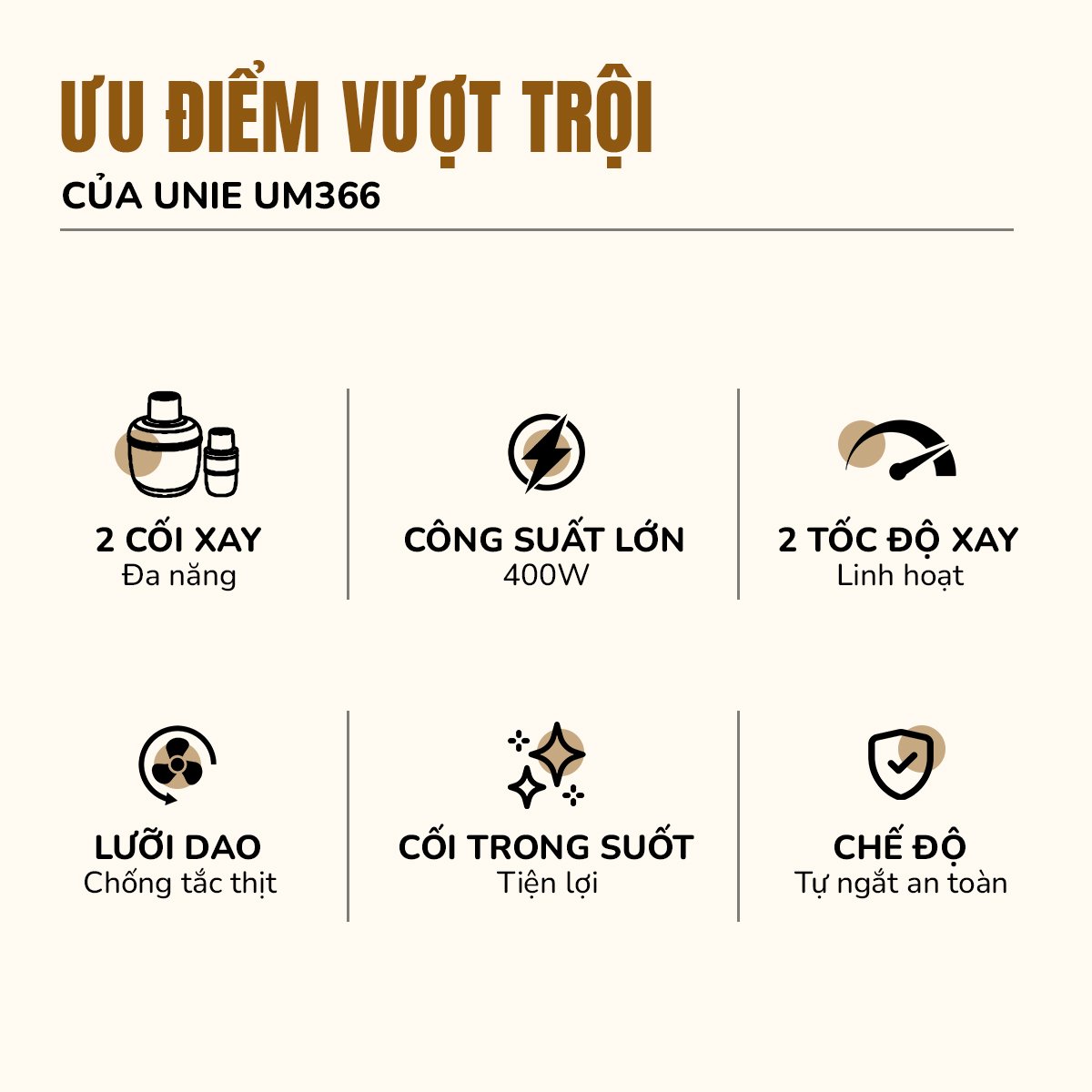 Máy xay thịt UNIE UM366 dung tích 2,5L, 2 cối xay thủy tinh, đánh ruốc, bóc tỏi tiện lợi_thumbnail_5