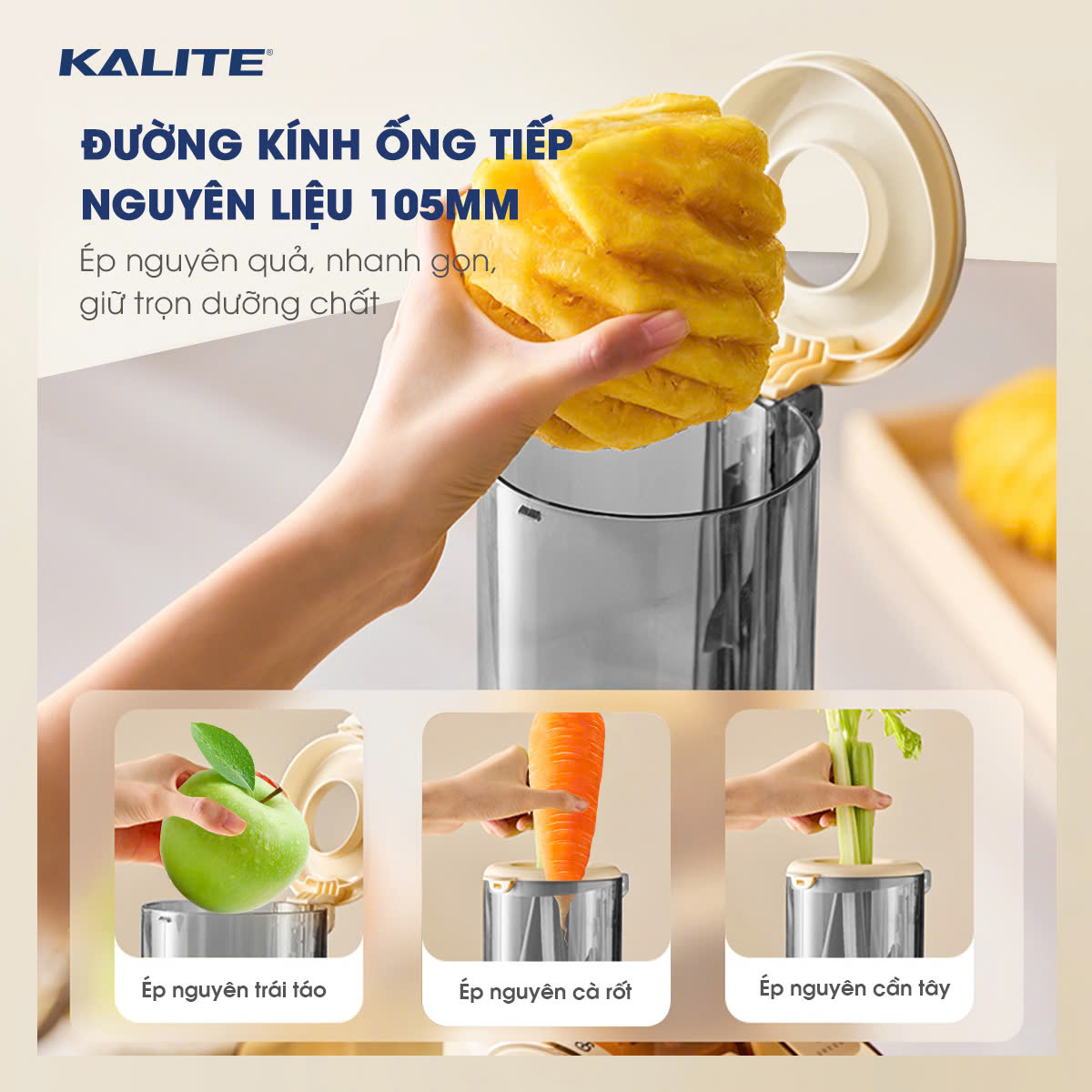 Máy ép chậm Kalite KSJ569 ép kiệt bã 99% không sinh nhiệt tích hợp làm kem_thumbnail_15