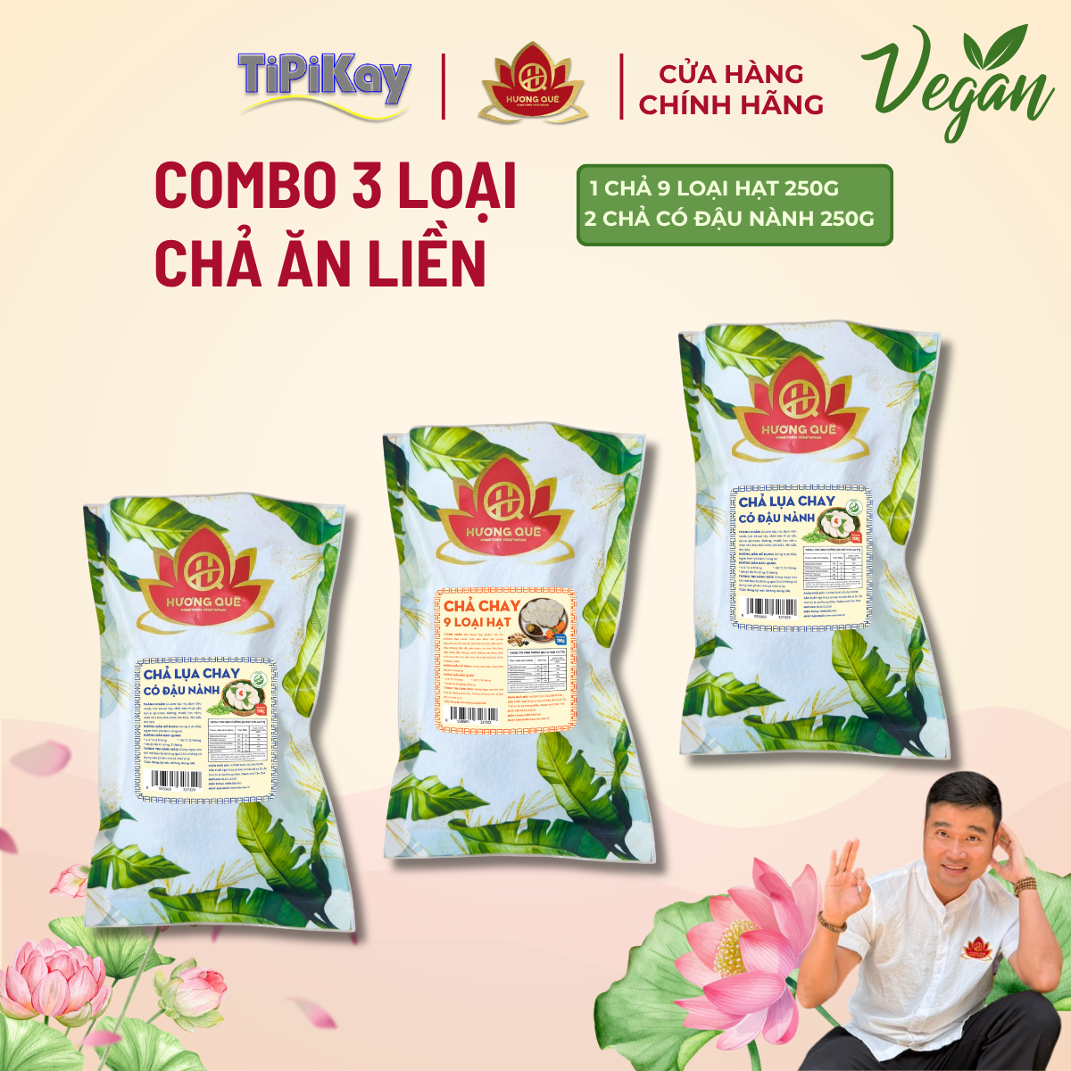 [Combo 3 món] 2 Chả Có Đậu Nành 250g +  1 Chả 9 Loại Hạt 250g