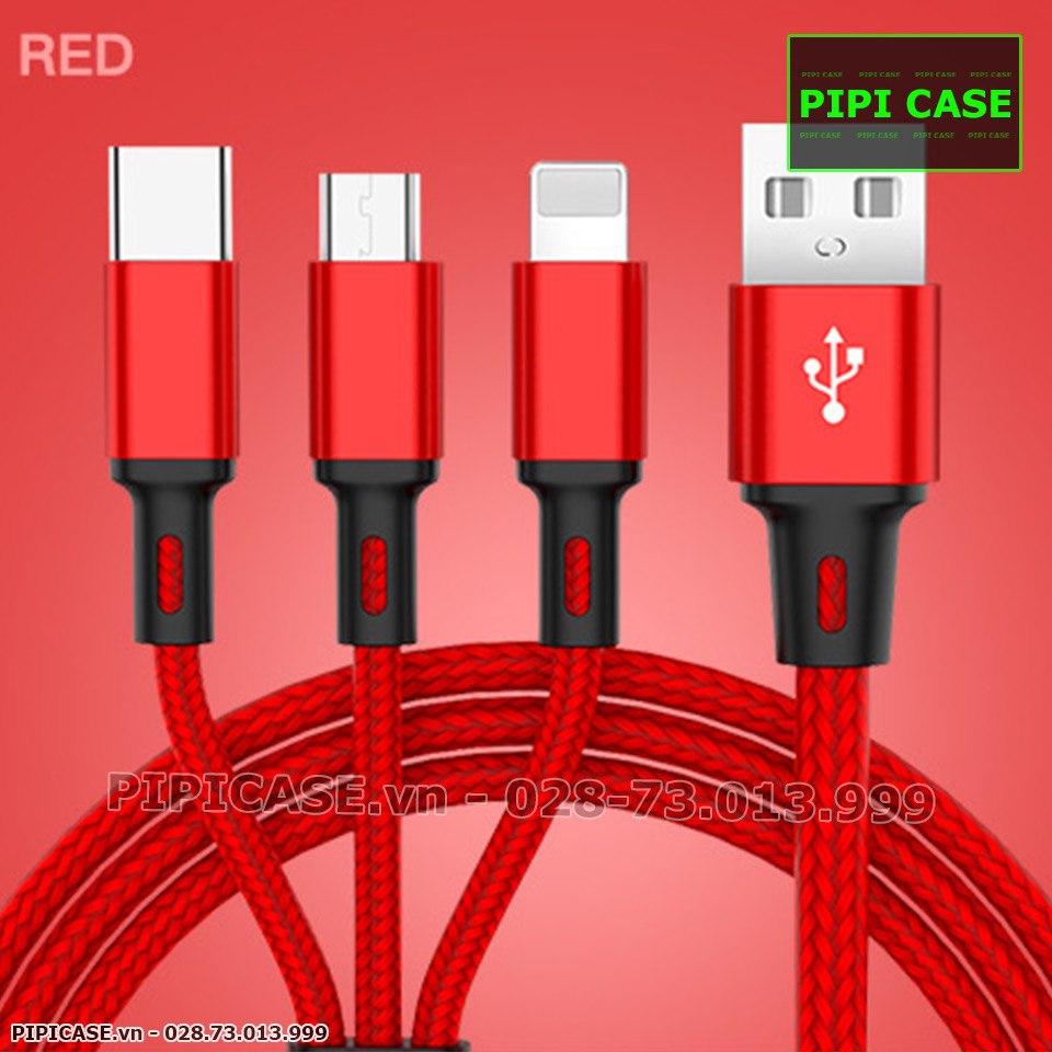 Cáp 1M 3 Đầu - Đỏ