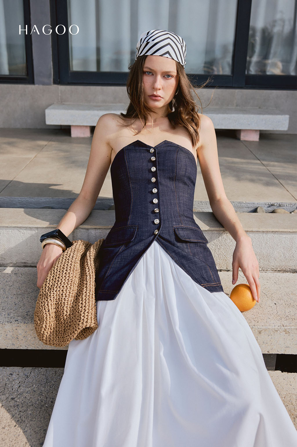 Chân váy xòe dài đáp gấu HAGOO