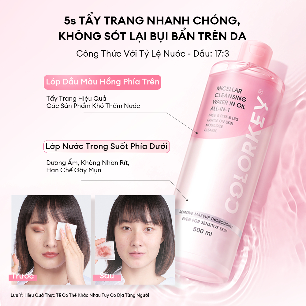 [COLORKEY] Nước tẩy trang 2 lớp Colorkey Micellar Cleansing Water In Oil All-In-1