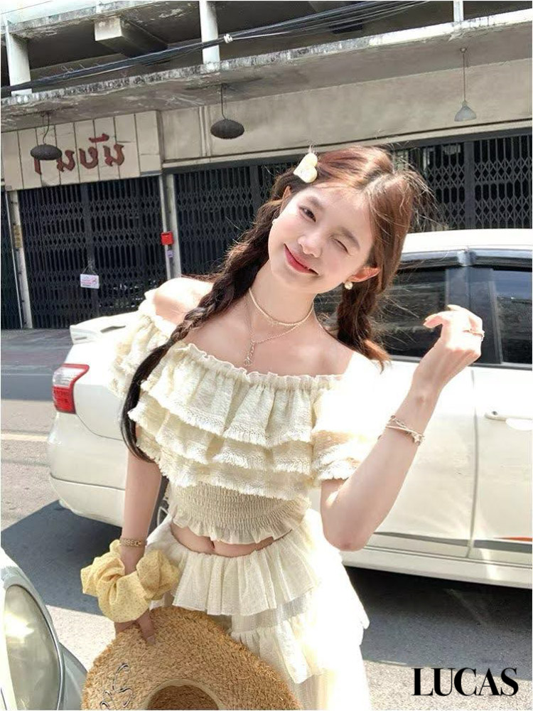 Set áo trễ vai voan tầng chun eo + Chân váy maxi xòe tầng_thumbnail_6