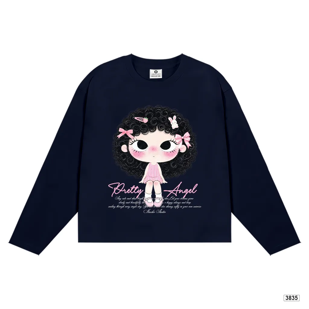 Áo thun boxy tay dài Pretty Angel bé gái tóc xoăn Miucho 3835_thumbnail_10