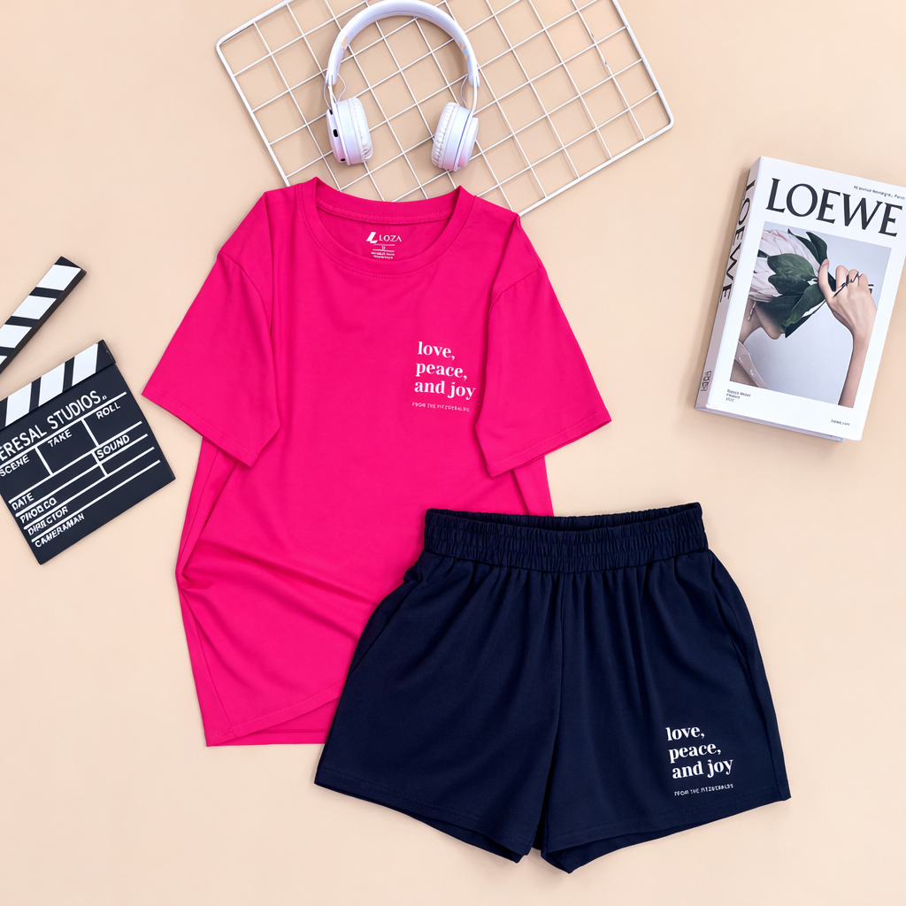 [Form rộng] Set bộ thun chữ 'Love, Peace, and Joy' - LOZA BP19