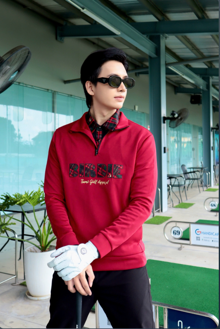 Áo nỉ cổ cao nam thêu chữ BIRDIE