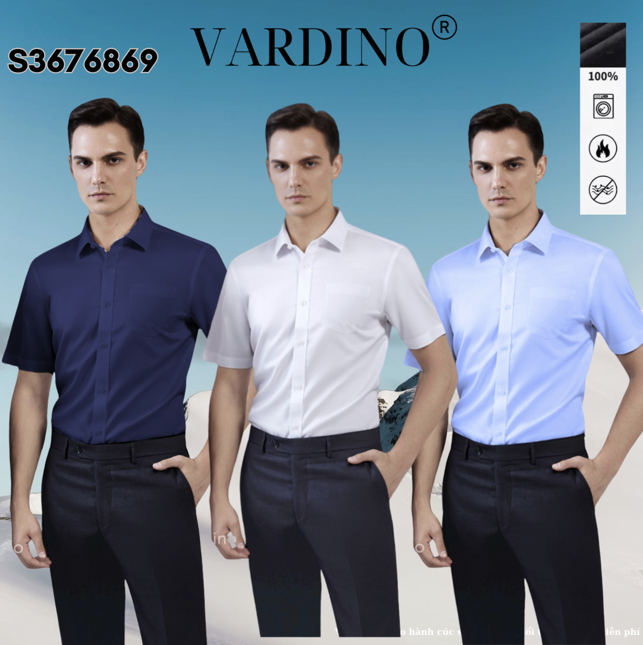 Áo sơ mi trơn ngắn tay Vardino s367-s368-s369