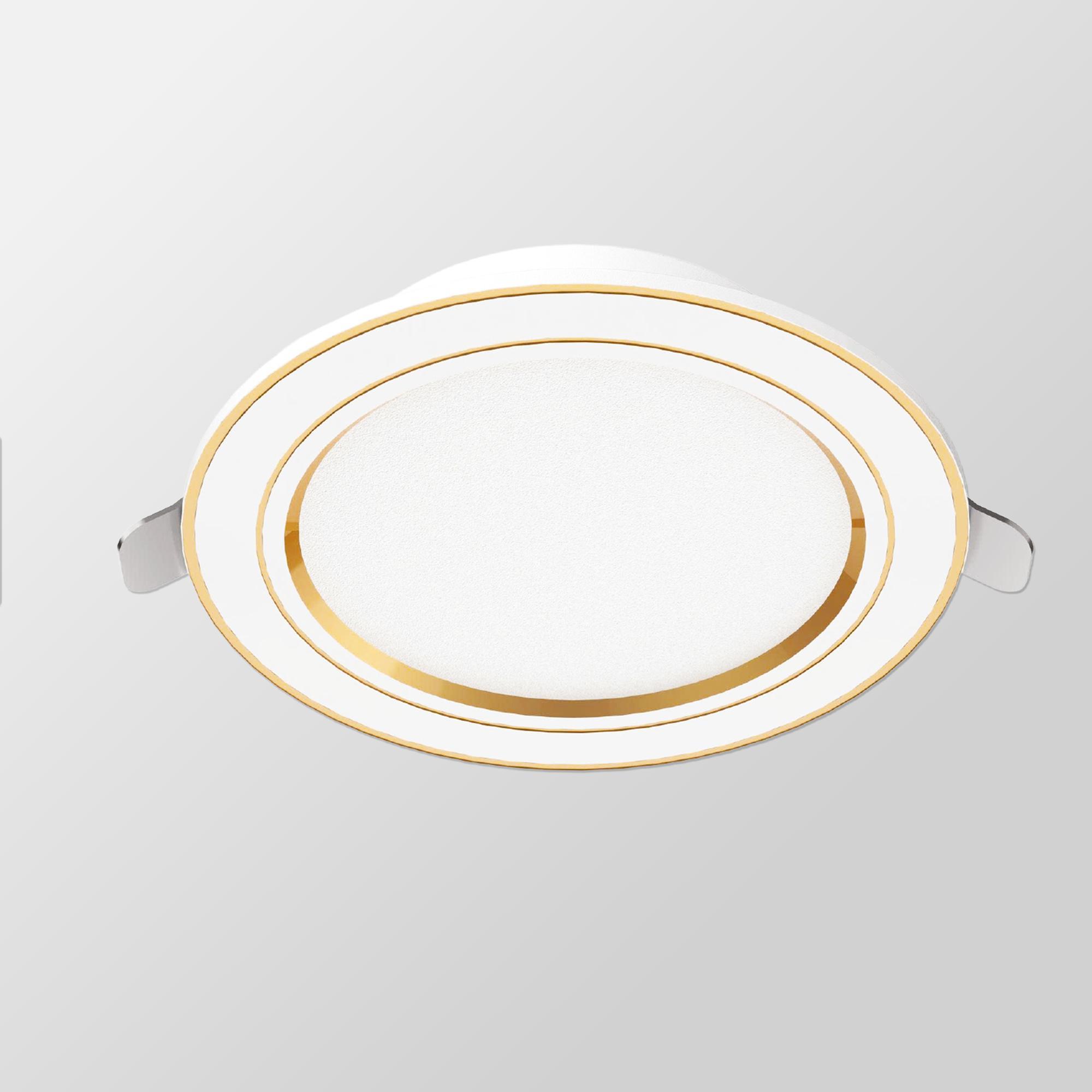 Đèn Led Downlight âm trần Fratelli viền vàng 9w 12w cao cấp - 4 chế độ ánh sáng, thân nhôm, siêu sáng 100lm/w