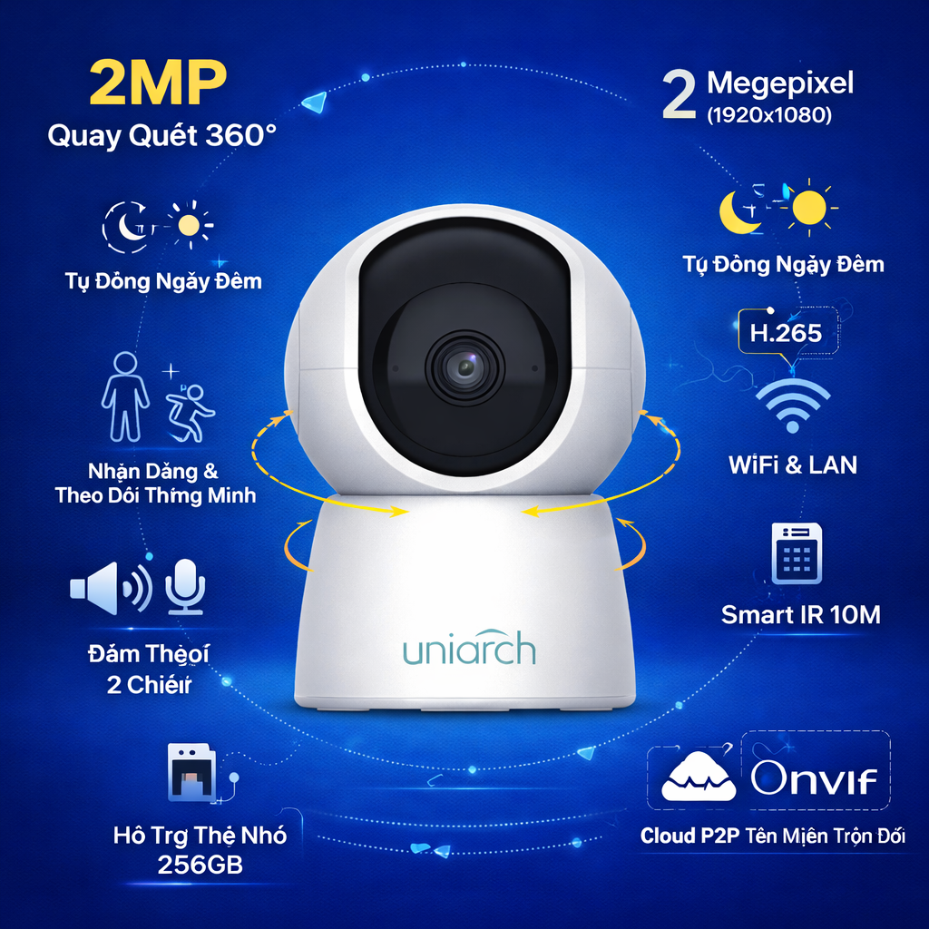 Camera IP WIFI thân 2MP UNIARCH UHO-S2E