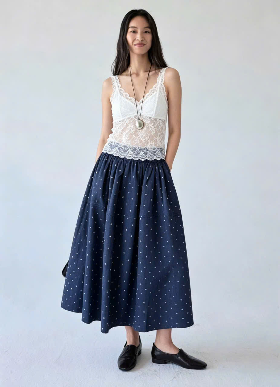 E752 CHÂN VÁY XÒE NAVY PHỐI CHẤM BI_thumbnail_2