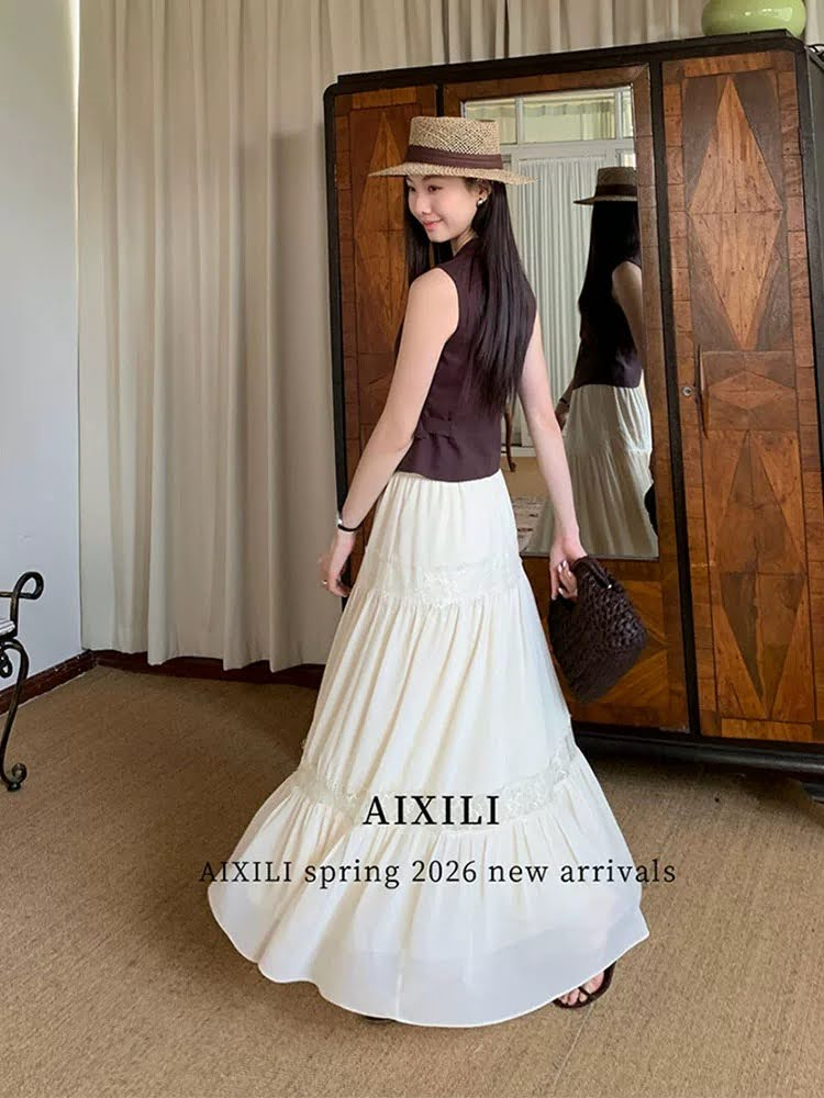 Lucas - Set áo zile vạt đang cài rút 1 bên cổ bẻ + chân váy voan xòe dáng dài nối pha ren_thumbnail_1