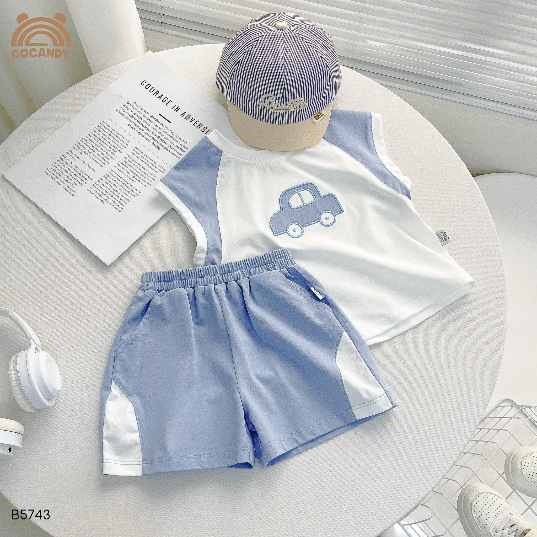 Bộ sát nách XANH DƯƠNG phối trắng hình ô tô_thumbnail_1