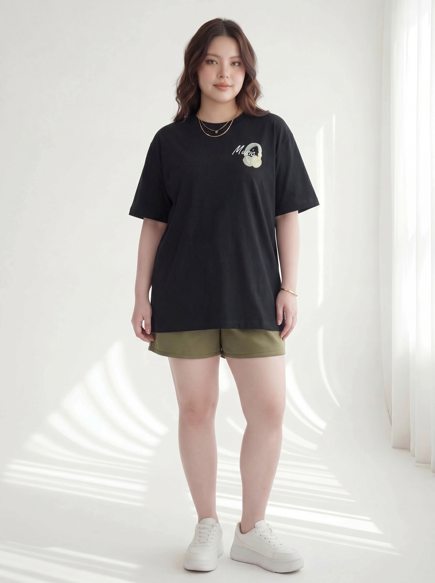 BIGSIZE NỮ - Áo thun form rộng in tai nghe dành cho nàng béo 55-95kg V-AK102-6