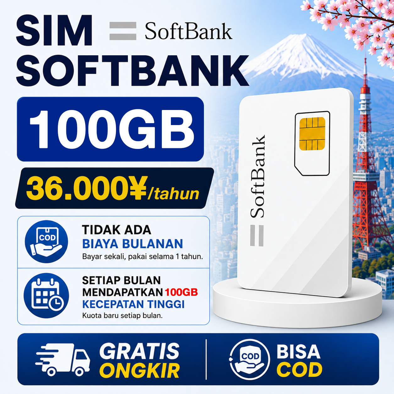 SIM DATA SOFTBANK 100GB – PAKET TAHUNAN