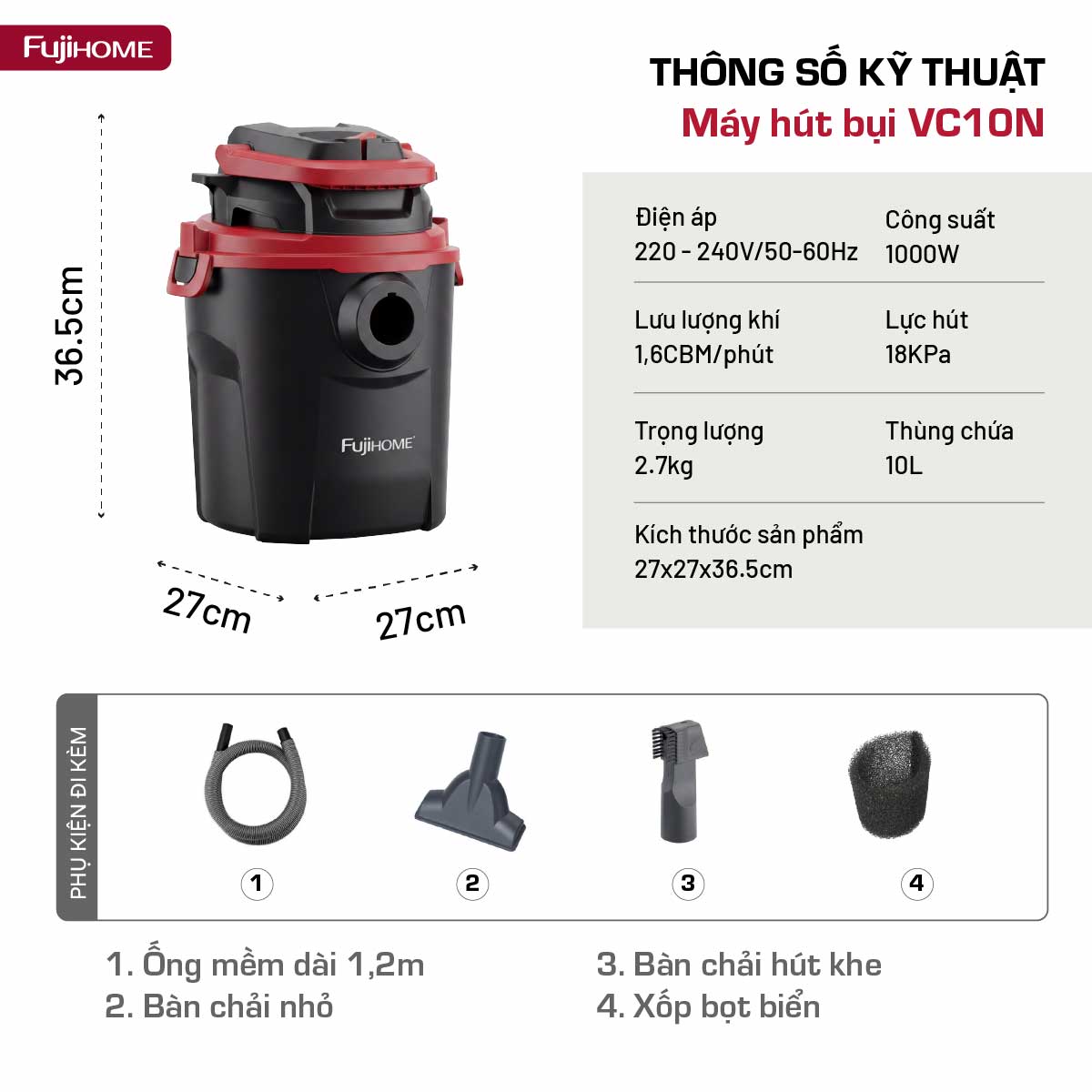 Máy hút bụi công nghiệp Fujihome VC10N_thumbnail_5