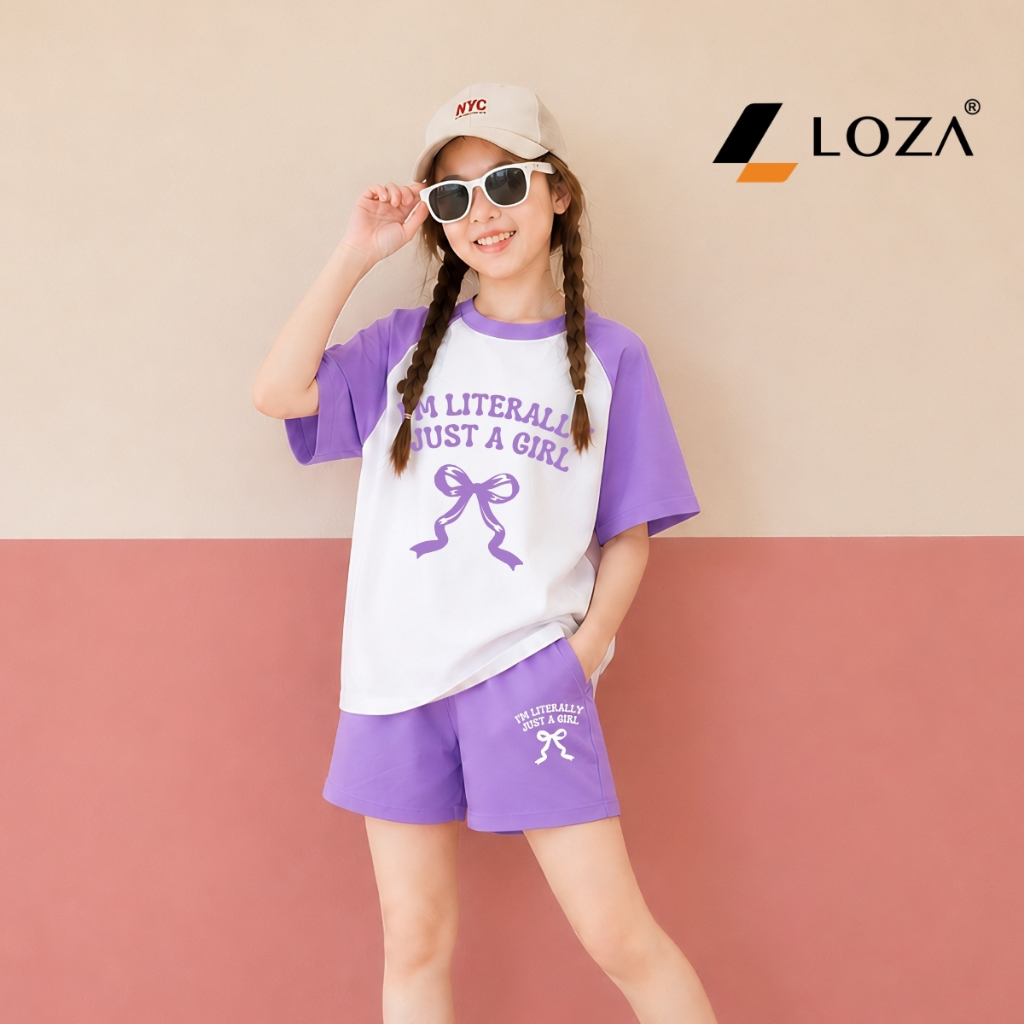 Set bộ phối màu bé gái hình nơ Just a girl - Loza Kids FB679 FB679